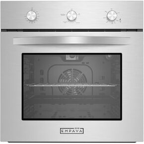 Empava Single Liquid Propane Gas Wall Oven 24 in. 2.3 cu. Ft. Bake Broil Rotisserie Functions with Mechanical Controls and Built-in Timer and Convection Fan in Stainless Steel, Silver