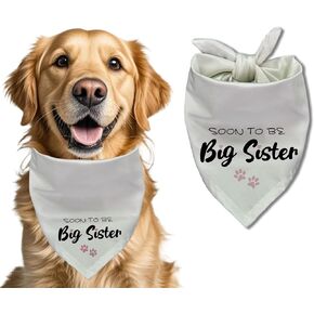 Soon to be Big Sister Dog Bandana, Baby Announcement Dog Bandana, Pet Scarf, Pet Accessories White Printed Bibs