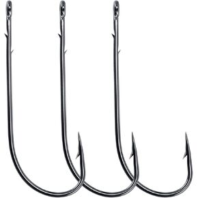 Dr.Fish 50 Pack Worm Hooks Straight Shank with Baitholder Bass Fishing Hooks in-line Freshwater Fishing Hook for Plastic Worms & Soft baits, Texas Rig, Drop Shot
