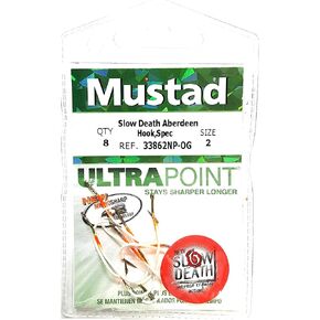 Mustad Slow Death Aberdeen Hook, Orange Glow 2