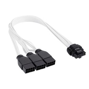 PCI-e 5.0 Extension Cable, 16 Pin(12+4) Male to PCIE 3x8Pin(6+2) Female Extension Cable , 12VHPWR 16AWG Cable Compatible for GPU RTX 3090Ti 4070Ti 4080 4090 Graphics Card Power Supply(30cm) (Black)