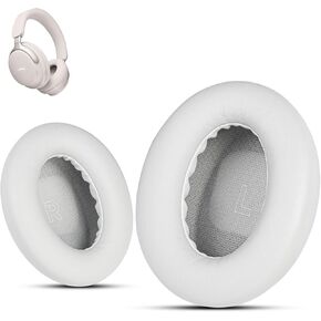 Professional Replacement Earpads for Bose QuietComfort Ultra, Ear Cushion for Bose Ultra QuietComfort Headphone, Softer Leather + High Density Cancelling Foam, by Krone Kalpasmos, White