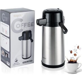 102oz Airpot Coffee Dispenser With Pump Coffee Carafe for Keeping Hot Or Cold Airpot Coffee Thermal Insulated Stainless Steel Thermos Hot Beverage Dispenser for Cold Hot Water,Party Drinks
