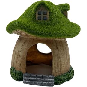 Aquarium Mushroom House, Fish Tank Decoration, Hideaway Landscape Resin Mushroom Cottage for Living Room, Goldfish, Style B