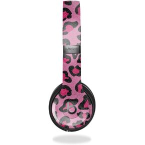 Glossy Glitter Skin Compatible with Beats Solo 4 - Pink Leopard - Premium 3M Vinyl Protective Wrap Decal Cover - Easy to Apply | Crafted in The USA by MightySkins