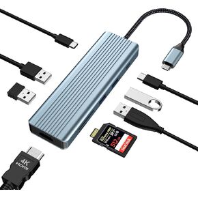 محطة إرساء USB C ذات 9 منافذ - محور USB C HOPDAY مع HDMI 4K، وشحن PD 100 وات، وUSB 3.0/2.0، وقارئ بطاقة SD/TF، ​​ومحول USB C لأجهزة الكمبيوتر المحمولة USB C in Kuwait