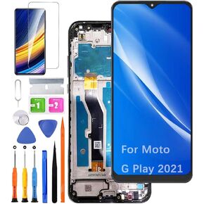 for Motorola Moto G Play 2021 Screen Replacement with Frame for Moto XT2093-3 XT2093-7 XT2093-DL XT2093DL LCD Display Touch Digitizer Assembly with Repair Part Tools