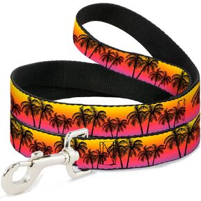 Dog Leash Palm Trees Sunset Fade Black 4 Feet Long 0.5 Inch Wide