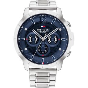 Tommy Hilfiger Men's Stainless Steel Case and Silicone Strap Watch, Color: Blue (Model: 1710489)