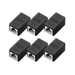 QINGLER RJ45 Cat6 Coupler Ethernet Extender Connector, 10 Pack in line Coupler cat6 cat5e cat5 Ethernet Cable Extender Female to Female Black