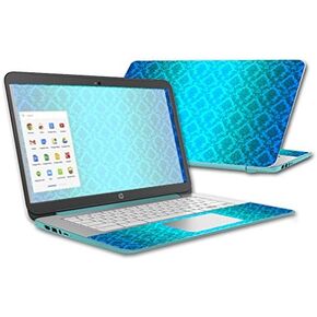 MightySkins Skin Compatible with HP Chromebook 14 (2015) case wrap Cover Sticker Skins Carved Blue
