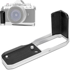 Z fc Handgrip, Metal L-Shape Grip L Bracket Holder for Nikon Z fc Zfc Camera,Replaces Extension Grip for Z fc-GR1,with Quick Release Plate for Arca & 1/4"-20 Tripod Hole & Hand Strap Hole - Silver