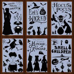 Cmaone Halloween Window Clings Horror Movie Character Window Decals Large Reusable Window Stickers Trick or Treat Party Decorations
