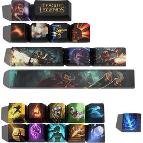 LOL Champion Skill Keycaps and Summoner Spell Keycaps Set, League of Legends Custom Keycaps OEM Profile 21keys for Mechanical Keyboards (Jinx)