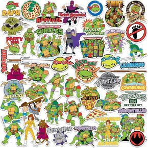 Teenage Mutant Ninja Turtles TMNT 2nd Variety Mix 50ct Vinyl Large Deluxe Stickers Variety Pack - Laptop, Water Bottle, Scrapbooking, Tablet, Skateboard, Indoor/Outdoor