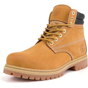 Jacata Men's Water Resistant Leather Work Boot Rubber Sole Construction Oil Resistant Utility Industrial Boots