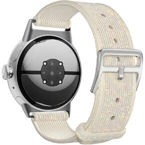 Knitted Glittery Women Watch Bands Compatible with Google Pixel Watch 2/Pixel Watch , Woven Nylon Wristband Replacement Strap with Classic Clasp for Google Pixel Watch2/ Pixel Watch 1 Smartwatch Accessories
