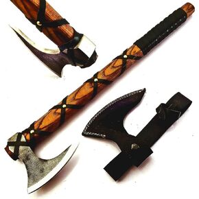 Hand Forged Viking Axe of Ragnor Lorthbrook- Battle Ready Viking Axe -with Ash Wood-Best Gift (Viking Olaf (Wood))