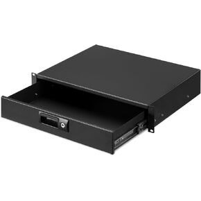 kwmobile 3U Server Cabinet Case 19 inch - Durable Steel Locking Deep Drawer 19" - Shelf Rack w/Cable Holes, Recessed Handle Design & Lockable Drawer with Keys