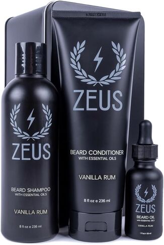 ZEUS Starter Beard Wash & Beard Oil Kit for Men, Soften, Hydrates, & Moisturizes (Sandalwood) MADE IN USA in Saudi Arabia