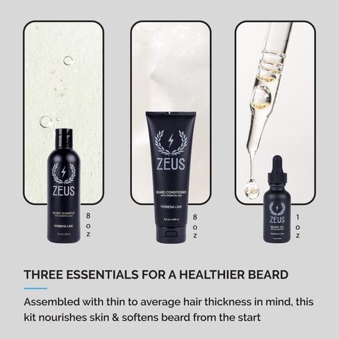 ZEUS Starter Beard Wash & Beard Oil Kit for Men, Soften, Hydrates, & Moisturizes (Sandalwood) MADE IN USA in Saudi Arabia