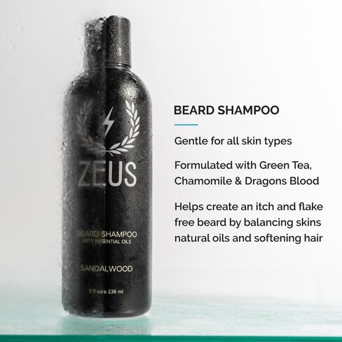 ZEUS Starter Beard Wash & Beard Oil Kit for Men, Soften, Hydrates, & Moisturizes (Sandalwood) MADE IN USA in Saudi Arabia