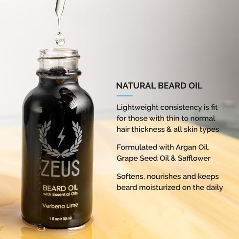 ZEUS Starter Beard Wash & Beard Oil Kit for Men, Soften, Hydrates, & Moisturizes (Sandalwood) MADE IN USA in Saudi Arabia