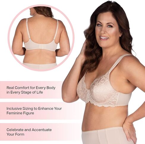Leading Lady Ava Lace Padded Bra - Full Figure Bra With Underwire Support and Side Smoothing. Lightly Padded Bras For Women in Saudi Arabia