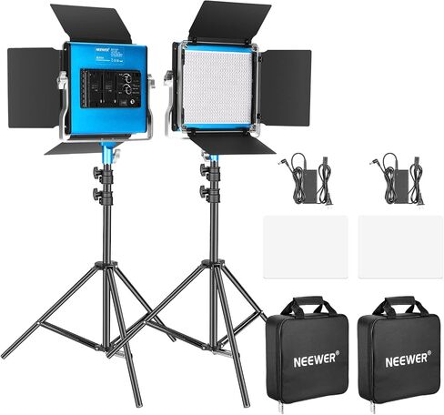 Neewer 2 Packs 660 LED Video Light and Stand Photography Lighting Kit: Dimmable LED Panel (3200-5600K, CRI 96+, Blue) with Heavy Duty Light Stand for Studio Portrait Product Video Shooting in Saudi Arabia