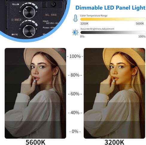 Neewer 2 Packs 660 LED Video Light and Stand Photography Lighting Kit: Dimmable LED Panel (3200-5600K, CRI 96+, Blue) with Heavy Duty Light Stand for Studio Portrait Product Video Shooting in Saudi Arabia