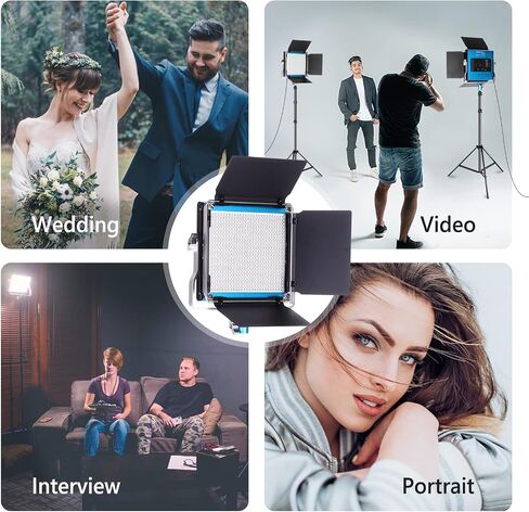Neewer 2 Packs 660 LED Video Light and Stand Photography Lighting Kit: Dimmable LED Panel (3200-5600K, CRI 96+, Blue) with Heavy Duty Light Stand for Studio Portrait Product Video Shooting in Saudi Arabia