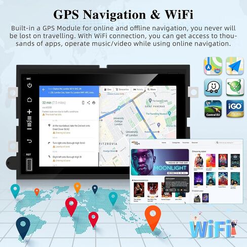 [2+64G] راديو سيارة Android لسيارة Ford F150 F250 F350 Fusion Edge Explorer Taurus Freestar - Carplay اللاسلكي وAndroid Auto - ستيريو سيارة بشاشة لمس 7 بوصة مع EQ/WiFi/GPS + كاميرا احتياطية AHD in Saudi Arabia