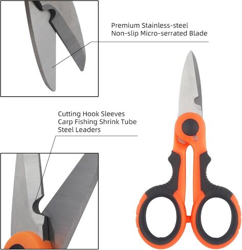 2PCS Fishing Scissors Saltwater Freshwater, Non-slip Fishing Scissors for Braided Line Edge Scissors, Braid Scissors Fishing for Trimming Fishing Line, Multi-Function Line Cutter (Orange) in Saudi Arabia