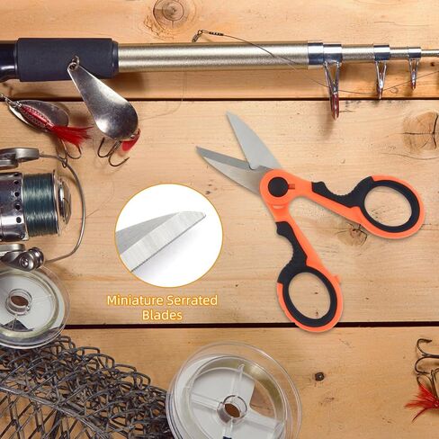 2PCS Fishing Scissors Saltwater Freshwater, Non-slip Fishing Scissors for Braided Line Edge Scissors, Braid Scissors Fishing for Trimming Fishing Line, Multi-Function Line Cutter (Orange) in Saudi Arabia