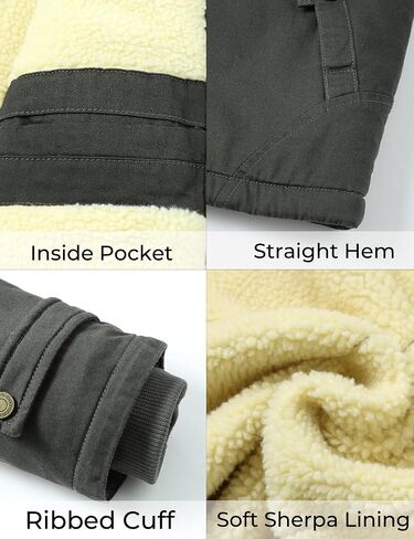 سترة WenVen الرجالية الشتوية Sherpa Parka متوسطة الطول سميكة بنمط عسكري دافئة مع غطاء رأس قابل للإزالة in Kuwait