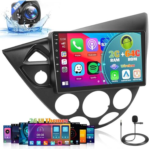 Roinvou 2+64G Android Auto Radio for Ford Fiesta 95-01/Focus 98-04, 9" Car Screen in-Dash GPS Navigation with Wireless CarPlay Android Auto Mirror Link WiFi Bluetooth FM RDS Radio Backup Camera in Saudi Arabia