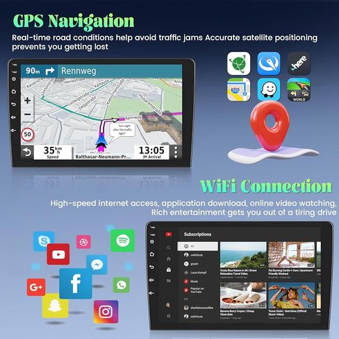 Roinvou 2+64G Android Auto Radio for Ford Fiesta 95-01/Focus 98-04, 9" Car Screen in-Dash GPS Navigation with Wireless CarPlay Android Auto Mirror Link WiFi Bluetooth FM RDS Radio Backup Camera in Saudi Arabia
