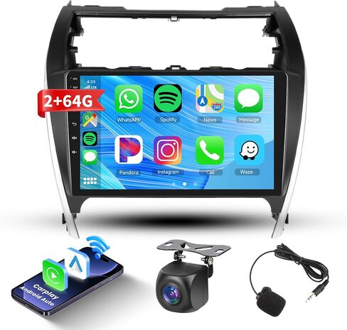 for Toyota Camry 2012-2014 2G+64G Car Radio Stereo with Wireless CarPlay/Android Auto, 10.1 inch Android 13 Touch Screen Head Unit, GPS Navi/WiFi/Bluetooth/Mirror Link/SWC + HD Backup Camera in Saudi Arabia