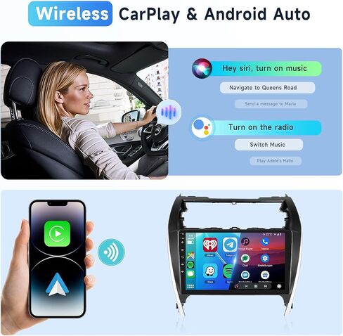 for Toyota Camry 2012-2014 2G+64G Car Radio Stereo with Wireless CarPlay/Android Auto, 10.1 inch Android 13 Touch Screen Head Unit, GPS Navi/WiFi/Bluetooth/Mirror Link/SWC + HD Backup Camera in Saudi Arabia