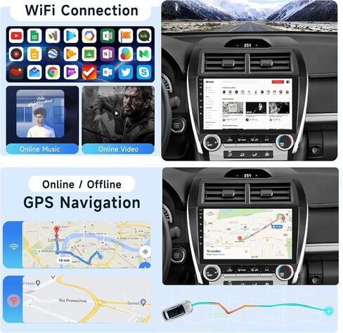 for Toyota Camry 2012-2014 2G+64G Car Radio Stereo with Wireless CarPlay/Android Auto, 10.1 inch Android 13 Touch Screen Head Unit, GPS Navi/WiFi/Bluetooth/Mirror Link/SWC + HD Backup Camera in Saudi Arabia
