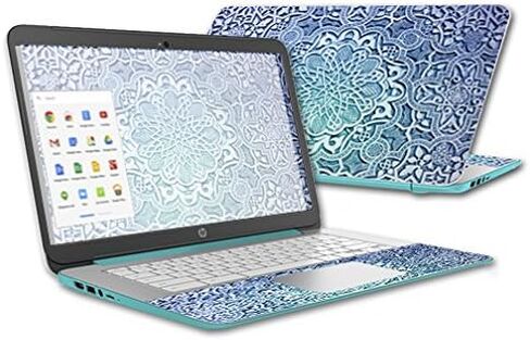MightySkins Skin Compatible with HP Chromebook 14 (2015) case wrap Cover Sticker Skins Carved Blue in Saudi Arabia