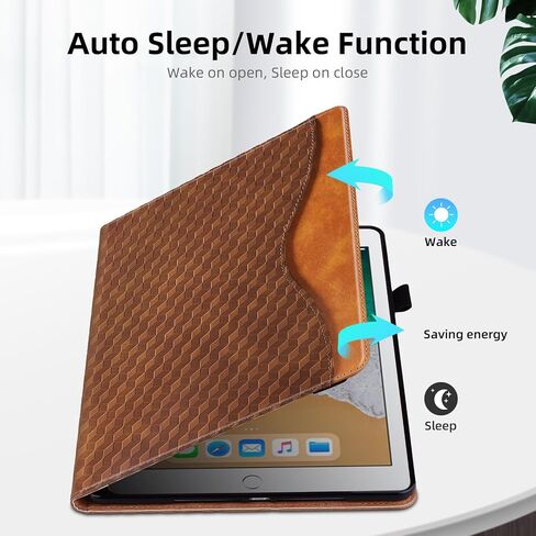 Case for iPad 9th 8th 7th Generation (2021/2020/2019) 10.2 Inch,iPad Air 3rd Generation PU Leather Cover Multi-Angle Viewing Stand with Card Pocket for ipad 9th Generation Case,Brown in Kuwait