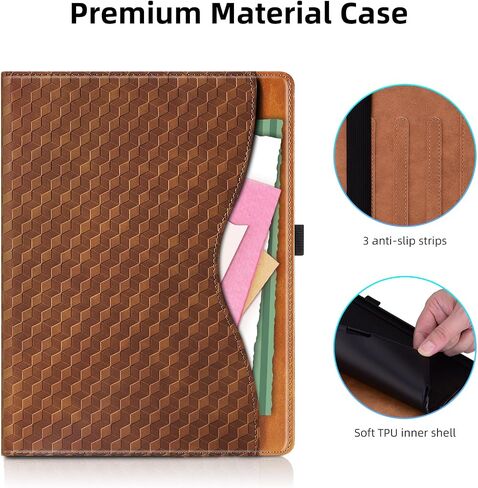 Case for iPad 9th 8th 7th Generation (2021/2020/2019) 10.2 Inch,iPad Air 3rd Generation PU Leather Cover Multi-Angle Viewing Stand with Card Pocket for ipad 9th Generation Case,Brown in Kuwait