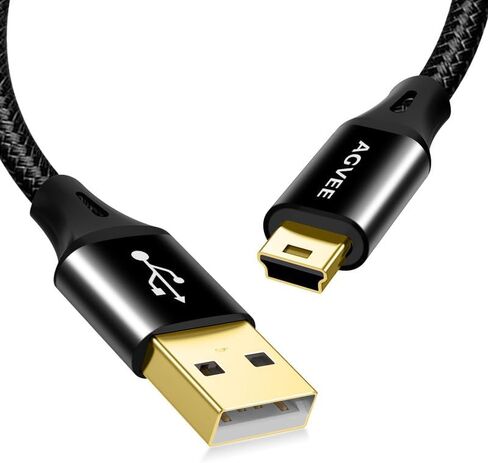 AGVEE 2 Pack 6.6ft Mini USB Cable, Durable USB-A to Mini-B Data and Charger | For TI-84 Calculator, Garmin GPS, Go-Pro Hero 4 3 2 HD, PS3 Controller, Canon Nikon Camera, Blue Yeti Microphone, in Kuwait
