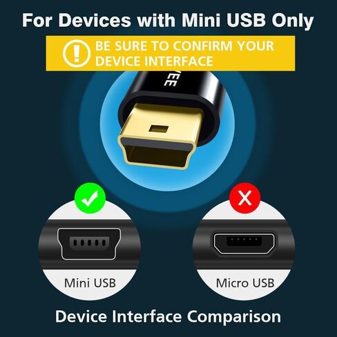 AGVEE 2 Pack 6.6ft Mini USB Cable, Durable USB-A to Mini-B Data and Charger | For TI-84 Calculator, Garmin GPS, Go-Pro Hero 4 3 2 HD, PS3 Controller, Canon Nikon Camera, Blue Yeti Microphone, in Kuwait