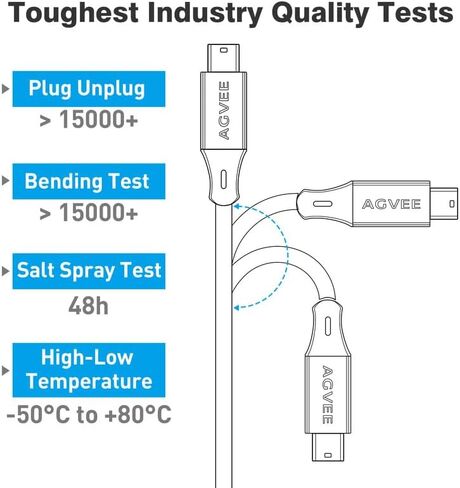 AGVEE 2 Pack 6.6ft Mini USB Cable, Durable USB-A to Mini-B Data and Charger | For TI-84 Calculator, Garmin GPS, Go-Pro Hero 4 3 2 HD, PS3 Controller, Canon Nikon Camera, Blue Yeti Microphone, in Kuwait