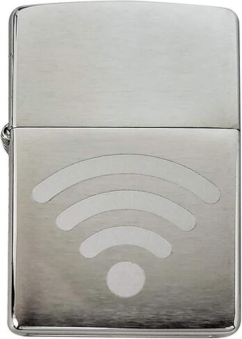 ولاعة Zippo المخصصة - أشرطة كاملة لإشارة Wi FI لاسلكية عبر الإنترنت - فرشاة عادية كروم - هدايا له، لها، للزوج، للزوجة، لهم، للرجال، للنساء in Saudi Arabia
