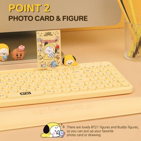 BT21 Little Buddy Multi Pairing Wireless Retro Computer Keyboards, Membrane 102 Key Design Keyboard (RJ) in Saudi Arabia