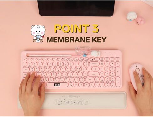 BT21 Little Buddy Multi Pairing Wireless Retro Computer Keyboards, Membrane 102 Key Design Keyboard (RJ) in Saudi Arabia
