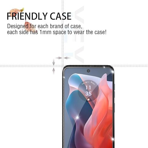 واقي شاشة Moto G play 2024، [عبوة من قطعتين] واقي شاشة من الزجاج المقوى عالي الدقة [لمس ثلاثي الأبعاد] [خالي من الفقاعات] [مضاد للخدش] واقي شاشة زجاجي لهاتف Moto G play 2024 in Kuwait